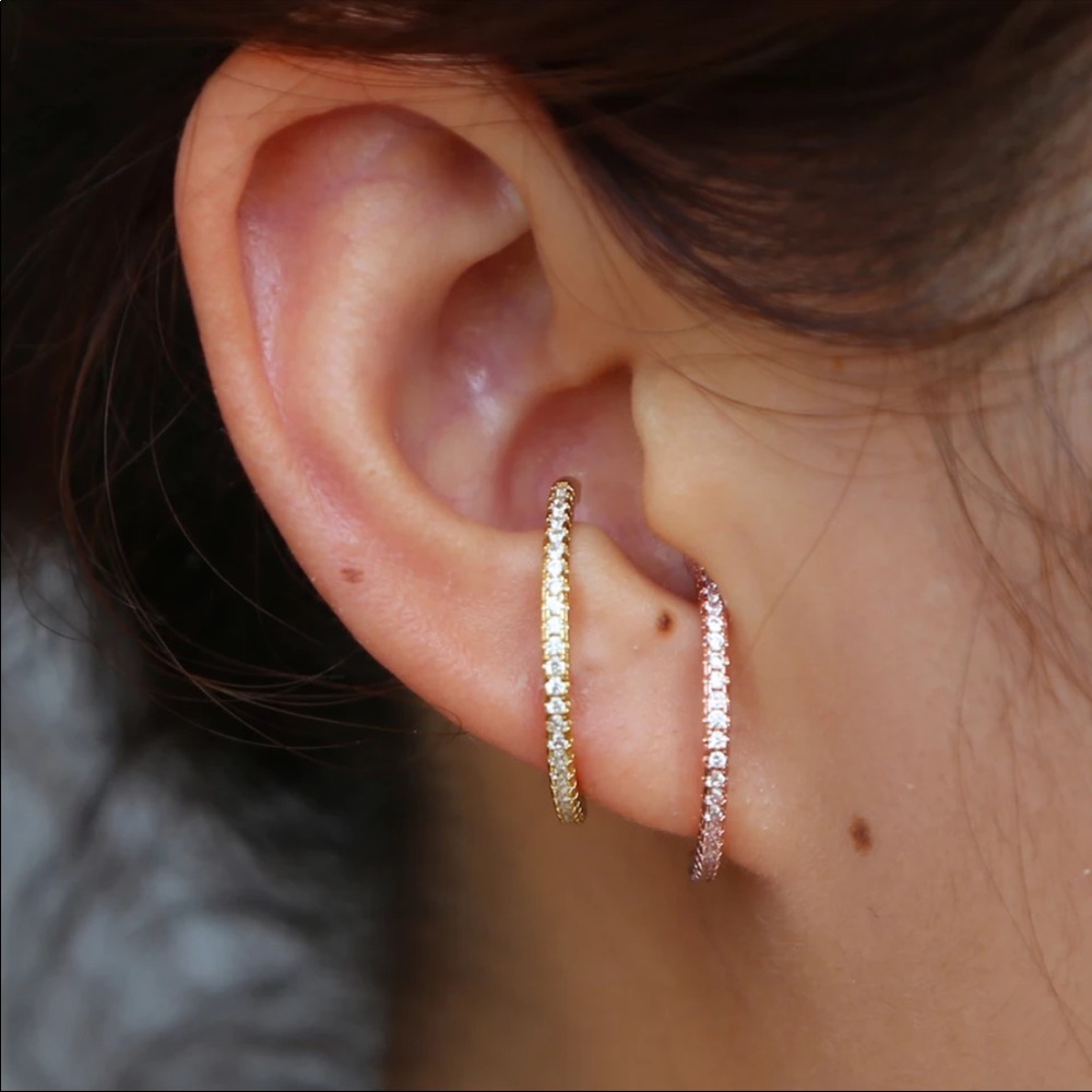 • LAST ONE • Sterling Silver + Cz Earring Cuff - Picture 2 of 3